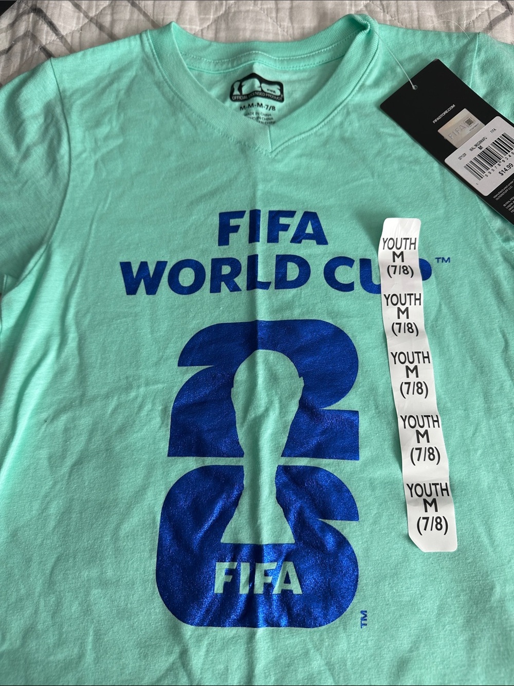 ❗️FIFA Youth Short-Sleeve Graphic Tee in Mint with Blue Print❗️5 for $25 deal